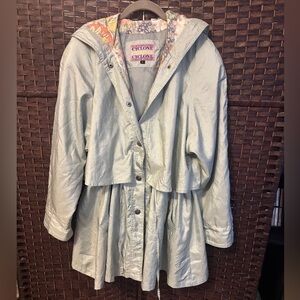 Vintage Cyclone Trench Coat with Shoulder Pads & adjustable drawstring